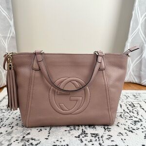 Gucci Leather Soho Top Handle Crossbody Pink